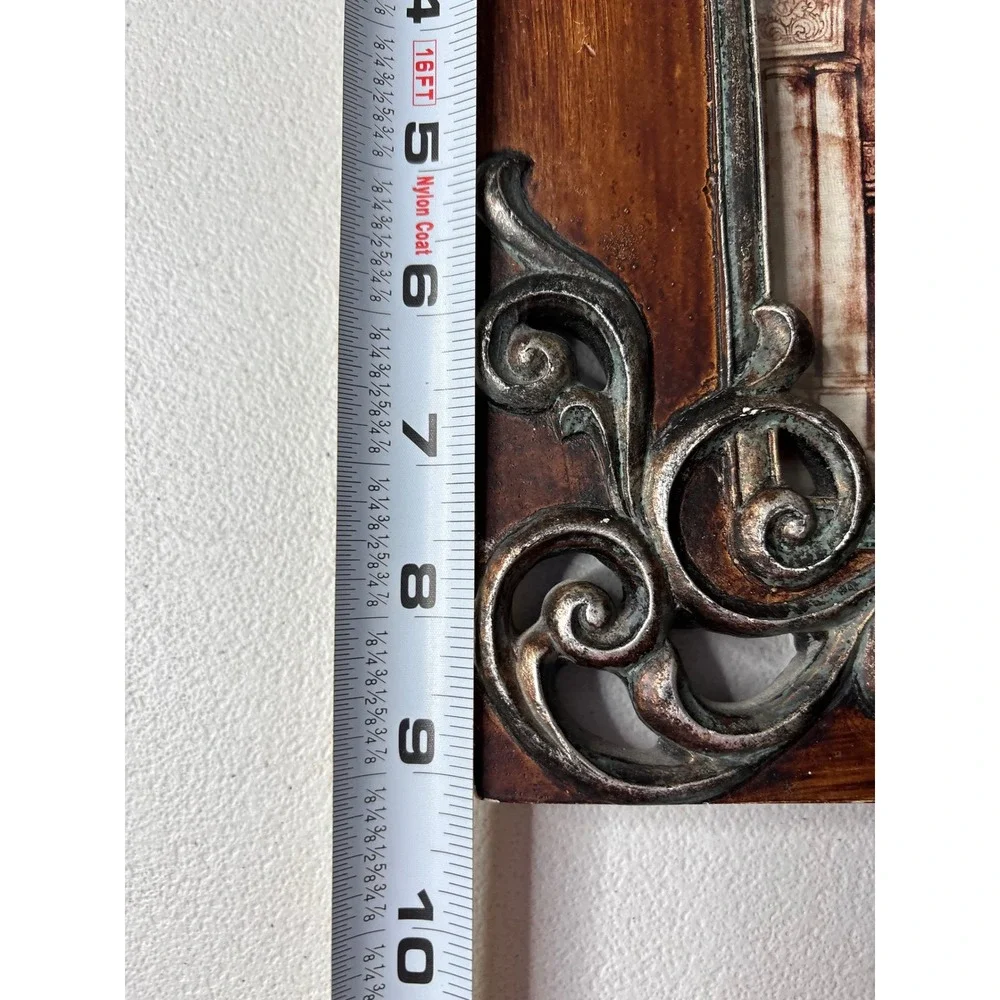 Ornate Heavy Picture Frame 4x6 Brown Silver Baroque Tabletop Scroll